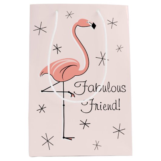Flamingo Pink 'Fabulous Friend' cadeautas medium (Voorkant)