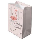 Flamingo Pink 'Fabulous Friend' cadeautas medium (Achterkant Gekanteld)