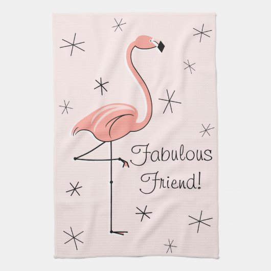 Flamingo Pink Fabulous Friend: keukenhanddoek (Verticaal)