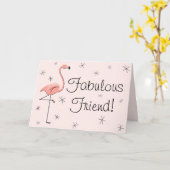 Flamingo Pink Fabulous Friend! verjaardagskaart Kaart (Gele Bloem)