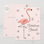 Flamingo Pink Fabulous Friend! verticaal briefkaar Briefkaart (Voorkant / Achterkant)