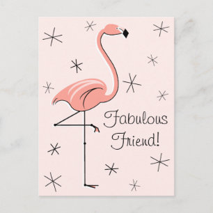 Flamingo Pink Fabulous Friend! verticaal briefkaar Briefkaart