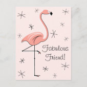 Flamingo Pink Fabulous Friend! verticaal briefkaar Briefkaart (Voorkant)