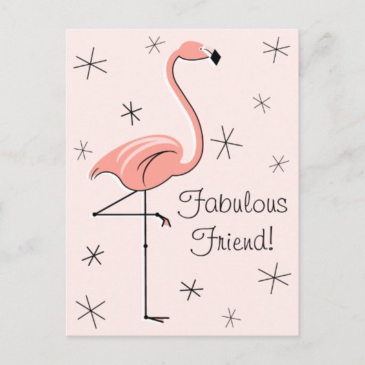 Flamingo Pink Fabulous Friend! verticaal briefkaar Briefkaart (Voorkant)