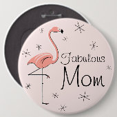 Flamingo Pink 'Fabulous Ma'-knop Ronde Button 6,0 Cm (Voorkant /achterkant)