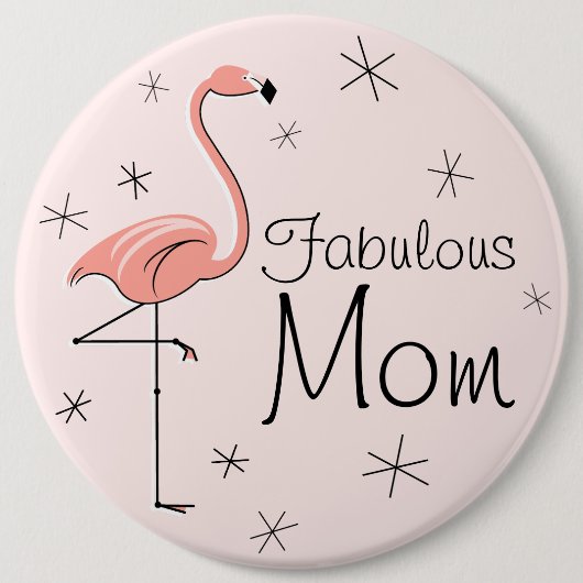 Flamingo Pink 'Fabulous Ma'-knop Ronde Button 6,0 Cm (Voorkant)