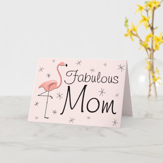 Flamingo Pink Fabulous Ma! moederdag kaart (Gele Bloem)
