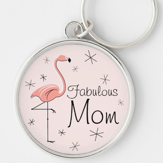 Flamingo Pink 'Fabulous Ma' sleutelhanger premium (Voorkant)
