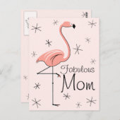 Flamingo Pink "Fabulous Ma" verticaal briefkaart (Voorkant / Achterkant)