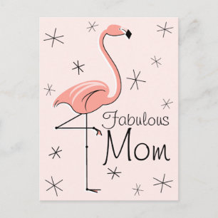 Flamingo Pink "Fabulous Ma" verticaal briefkaart
