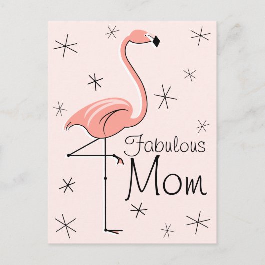 Flamingo Pink "Fabulous Ma" verticaal briefkaart (Voorkant)