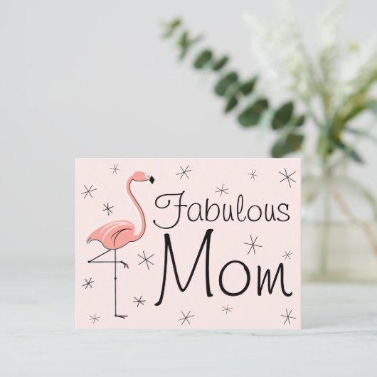 Flamingo Pink "Fabulous Mam" briefkaart (Staand voorkant)