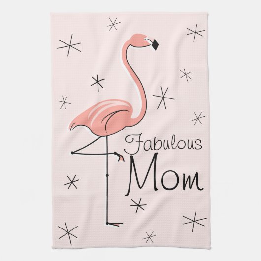 Flamingo Pink Fabulous Mam keukenhanddoek (Verticaal)