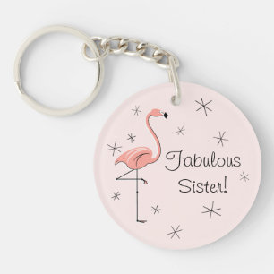 Flamingo Pink 'Fabulous Sister' acrylische sleutel Sleutelhanger
