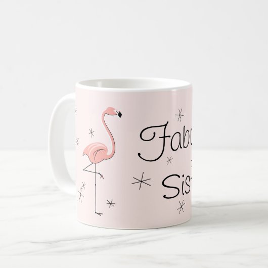 Flamingo Pink 'Fabulous Sister' mok (Voorkant links)