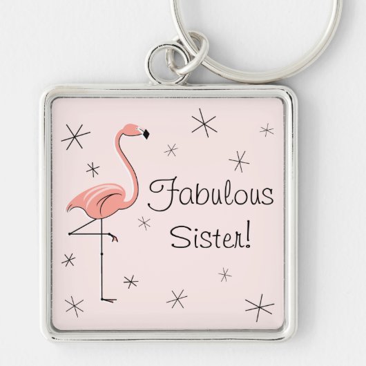 Flamingo Pink 'Fabulous Sister' sleutelhanger prem (Voorkant)