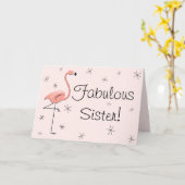 Flamingo Pink Fabulous Sister! verjaardagskaart Kaart (Gele Bloem)