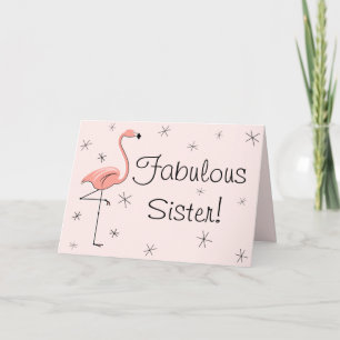 Flamingo Pink Fabulous Sister! verjaardagskaart Kaart