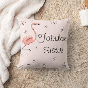 Flamingo Pink 'Fabulous Sister'! werpkussen Kussen