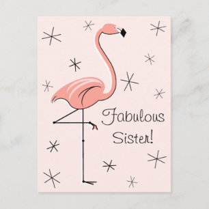 Flamingo Pink Fabulous Zuster! verticaal briefkaar Briefkaart