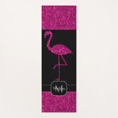 Flamingo Pink faux glitter sparters zwarte monogra Yogamat (Voorkant)