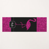 Flamingo Pink faux glitter sparters zwarte monogra Yogamat (Voorkant (horizontaal))
