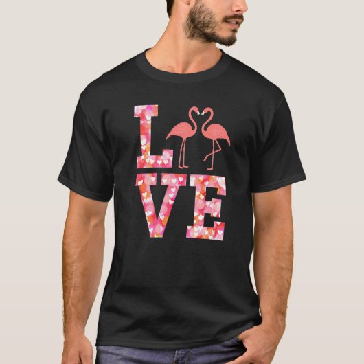 Flamingo Pink Flamingos Birthday Party Cute Love T-shirt (Voorkant)