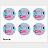 Flamingo Pink Floral 12th Birthday Pool Party Ronde Sticker (Vel)