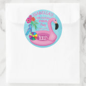 Flamingo Pink Floral 12th Birthday Pool Party Ronde Sticker (Tas)