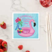 Flamingo Pink Floral 12th Birthday Pool Party Servet (Insitu)