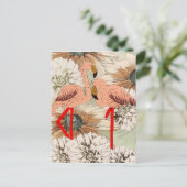 Flamingo Pink Floral Tropical Leaves Glitter Feestdagenkaart (Staand voorkant)