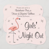 Flamingo Pink Girl's Night Out-uitnodigingssteun Kaart (Voorkant / Achterkant)