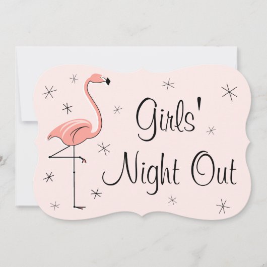 Flamingo Pink Girl's Night Out-uitnodigingssteun Kaart (Voorkant)