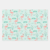 Flamingo Pink Green Tropical Birds Trendy Inpakpapier Vel (Voorkant 2)