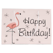 Flamingo Pink 'Happy Birthday' cadeau grote tas! Groot Cadeauzakje (Achterkant)