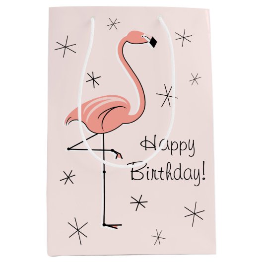 Flamingo Pink 'Happy Birthday' cadeaubon medium! Medium Cadeauzakje (Voorkant)