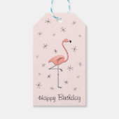 Flamingo Pink Happy Birthday gift labels Cadeaulabel (Voorkant)