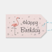 Flamingo Pink Happy Birthday gift labels horizonta Cadeaulabel (Voorkant (Horizontaal))