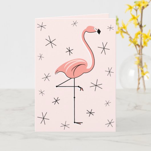 Flamingo Pink Happy Birthday-grietenkaart Kaart (Gele Bloem)