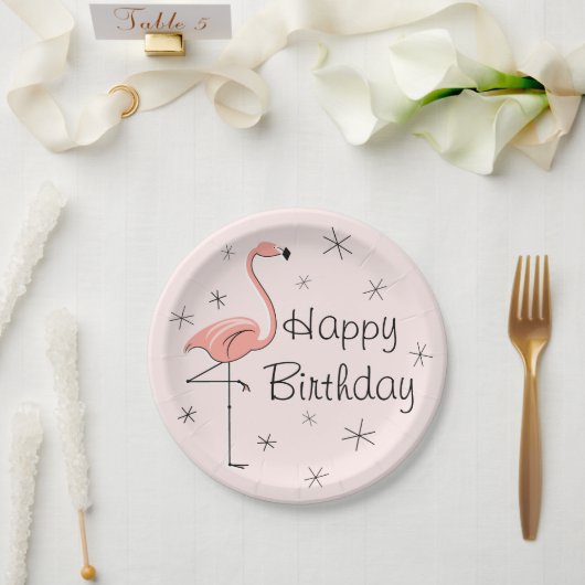 Flamingo Pink Happy Birthday paper bord (Huwelijk)