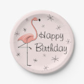 Flamingo Pink Happy Birthday paper bord (Voorkant)