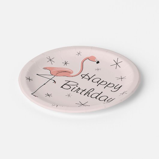 Flamingo Pink Happy Birthday paper bord (Gekanteld)