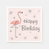 Flamingo Pink Happy Birthday papieren servetten (Voorkant)