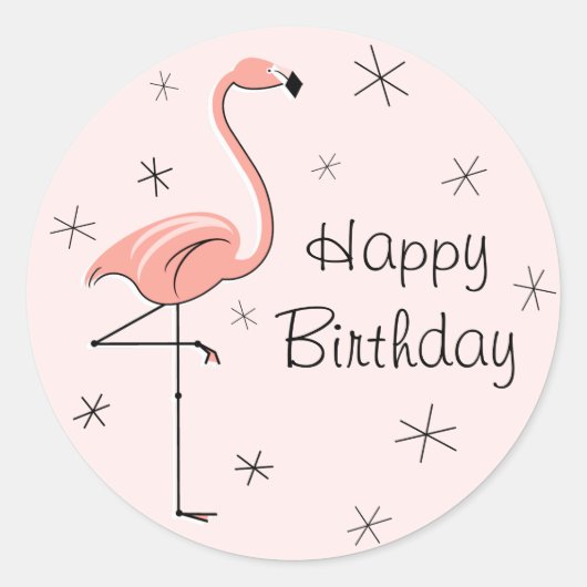 Flamingo Pink Happy Birthday sticker (Voorkant)