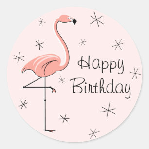 Flamingo Pink Happy Birthday sticker