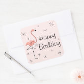 Flamingo Pink Happy Birthday sticker square (Envelop)
