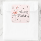 Flamingo Pink Happy Birthday sticker square (Tas)