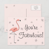 Flamingo Pink "Je bent geweldig!" briefkaart (Voorkant / Achterkant)