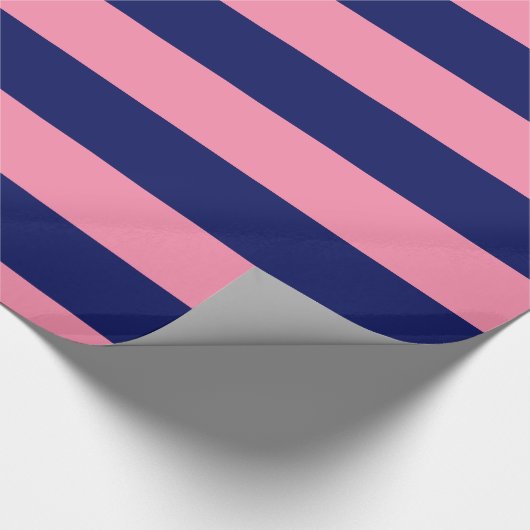 Flamingo Pink, Navy Blue XL Stripes Pattern V Cadeaupapier (Hoek)