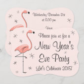 Flamingo Pink "New Year Party"-uitnodiging Kaart (Voorkant / Achterkant)